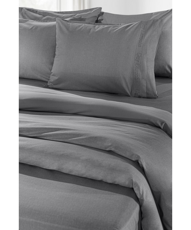 Σεντόνι "Easy Iron" με λάστιχο Color Plus Anthracite 160x200 Υπέρδιπλα