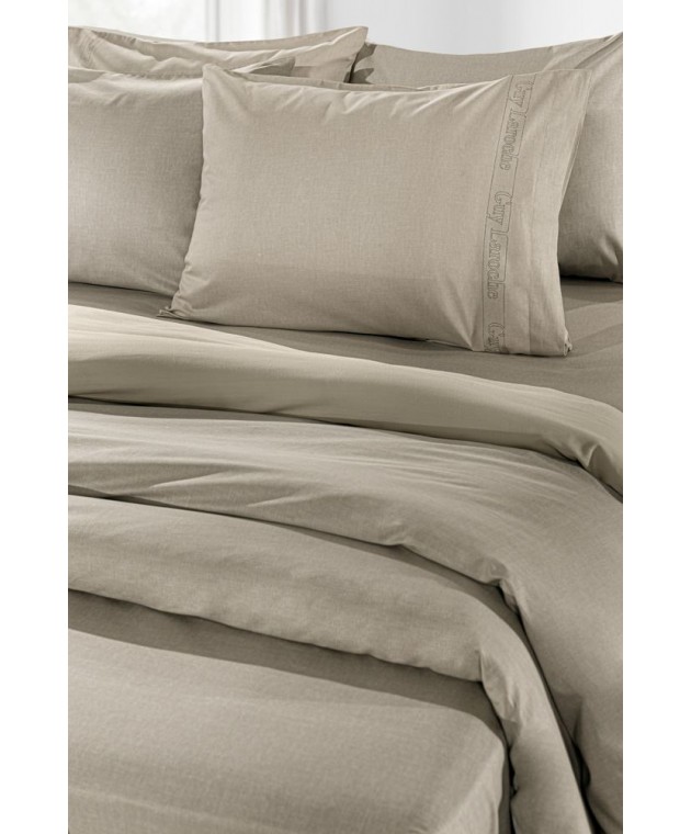 Σεντόνι \"Easy Iron\" με λάστιχο Color Plus Taupe 180x200 King Size