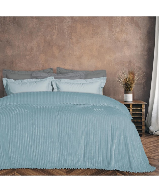 DAS HOME ΚΟΥΒΕΡΤΑ FLEECE 220Χ240 1355 ΓΑΛΑΖΙΟ Κουβέρτες Fleece Υπέρδιπλες