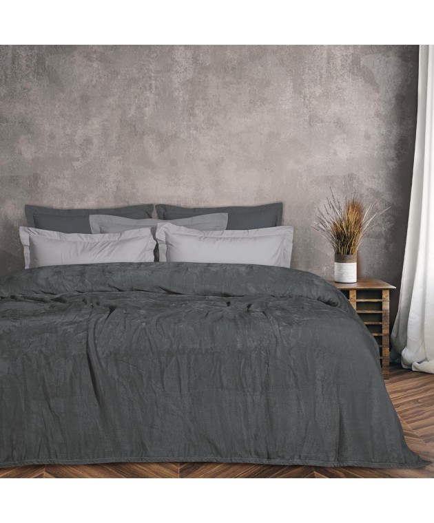 DAS HOME ΚΟΥΒΕΡΤΑ VELOUR ΥΠΕΡΔΙΠΛΗ 1343 ΓΡΑΦΙΤΗΣ 220Χ240 Κουβέρτες Βελουτέ Υπέρδιπλες
