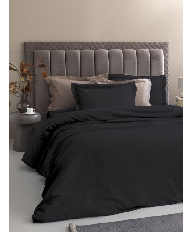 Ζεύγος Μαξιλαροθήκες Oxford 52x75 Posh Sateen BLACK Μαξιλαροθήκες Μονόχρωμες