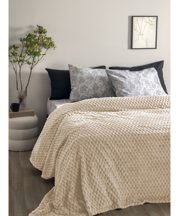 Κουβέρτα Fleece 160x220 ASTER CREME CREME Κουβέρτες Fleece Μονές