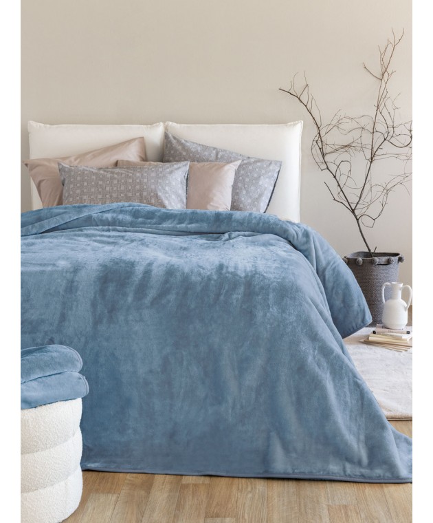 Κουβέρτα Βελουτέ 160x220 DREAM VELOUR/3 DENIM Κουβέρτες Βελουτέ Μονές