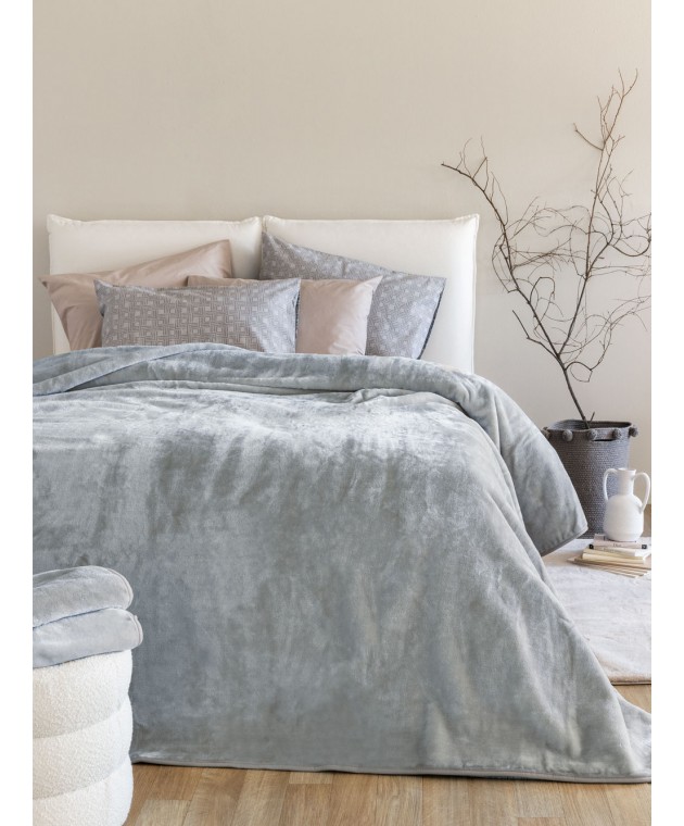 Κουβέρτα Βελουτέ 160x220 DREAM VELOUR/3 ASH Κουβέρτες Βελουτέ Μονές