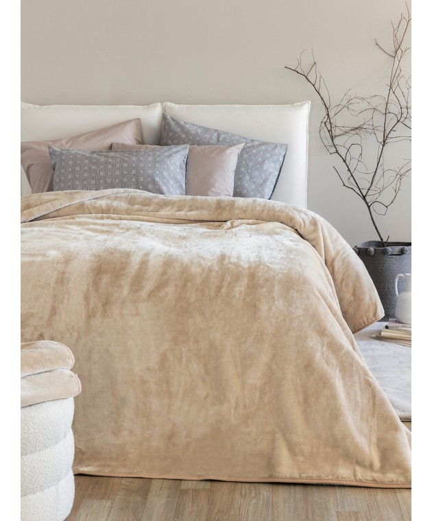 Κουβέρτα Βελουτέ 220x240 DREAM VELOUR/3 SANDY Κουβέρτες Βελουτέ Υπέρδιπλες