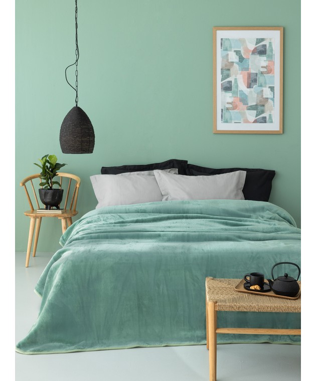 Κουβέρτα Βελουτέ 220x240 DREAM VELOUR/3 GREEN Κουβέρτες Βελουτέ Υπέρδιπλες