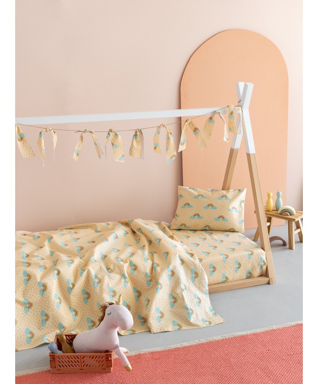 Σετ Μονά Σεντόνια Floufi 110Χ200+32 FF102 Με Λάστιχο Παιδικά Σεντόνια Φανελένια