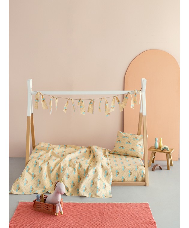 Σετ Μονά Σεντόνια Floufi 110Χ200+32 FF102 Με Λάστιχο Παιδικά Σεντόνια Φανελένια