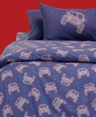 ΣΕΤ ΣΕΝΤΟΝΙΑ ΜΟΝΑ (Λ) TRUCKS BLUE KIDS LINE 100Χ200+32 Παιδικά Σεντόνια