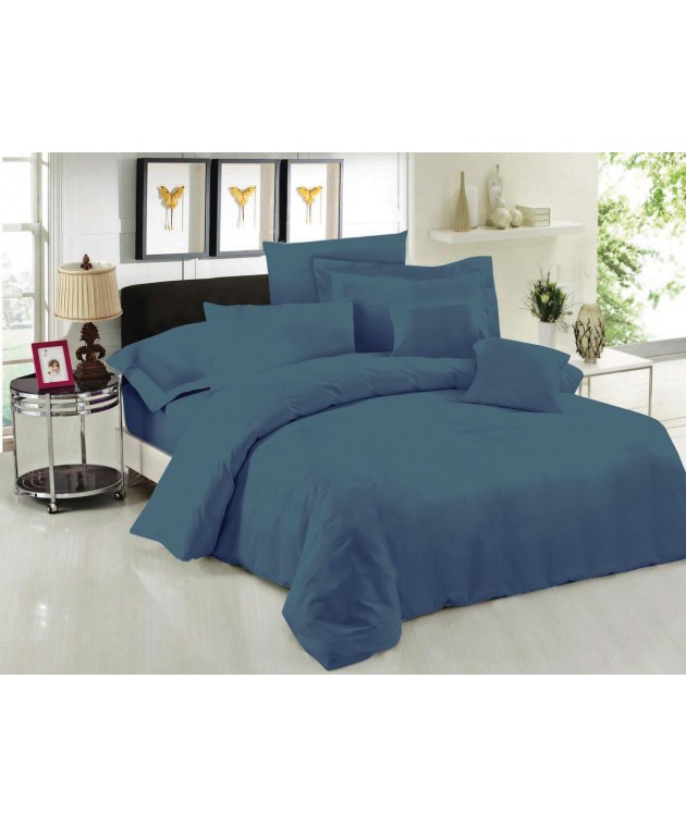 Σεντόνι Μεμονομένο LeBlanc Μονόχρωμο Polycotton 50/50 TC144 Dusty Blue Μονό με λάστιχο 100x200+35 Μονά