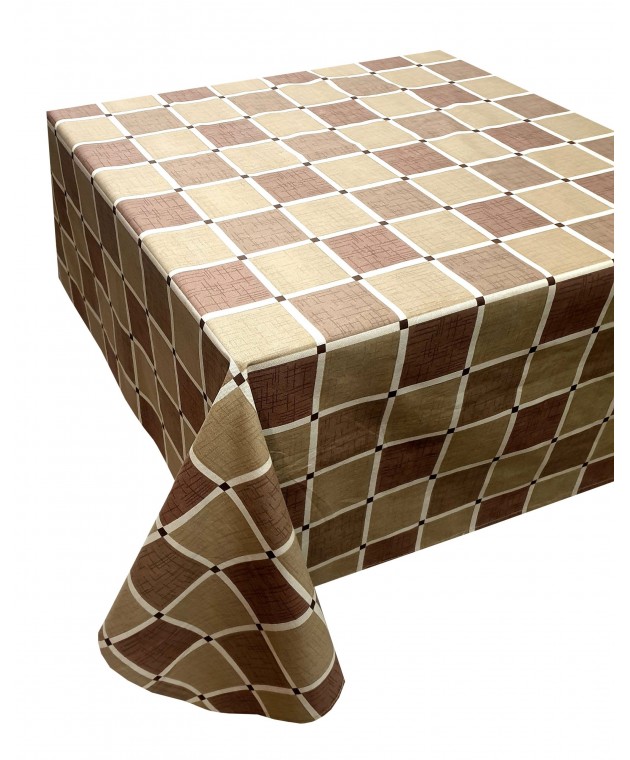 Τραπεζομάντηλο ΚΟΜΒΟΣ Καρό Polycotton Design-2 Olive 140x140 Τραπεζομάντηλα