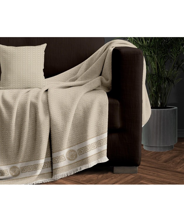 MONOΘ.ΡΙΧΤΑΡΙ MEANDROS BEIGE1 180Χ180 100% CHENILLΕ Πολυθρόνας