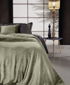 Σετ Κουβέρτα Velvet Khaki 250x240 & ΔΩΡΟ Διακοσμητικό Μαξιλαράκι Κουβέρτες Βελουτέ Υπέρδιπλες