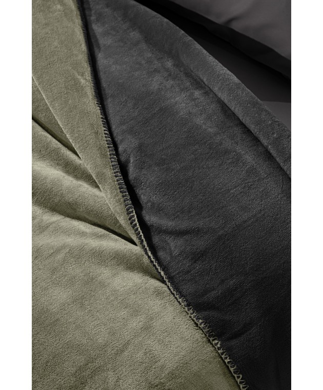 Σετ Κουβέρτα Velvet Khaki 160x240 & ΔΩΡΟ Διακοσμητικό Μαξιλαράκι Κουβέρτες Βελουτέ Μονές