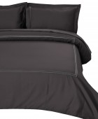 Σετ Παπλωματοθήκη Υπέρδιπλη 220x240 Satin Embroidered Classico 4-Anthracite Παπλωματοθήκες Υπέρδιπλες Μονόχρωμες