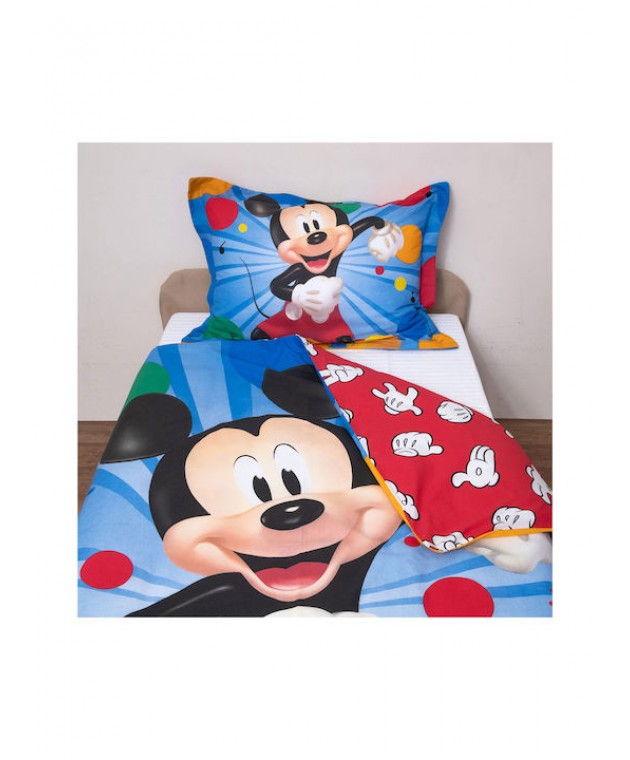 Σετ Παπλωματοθήκη 2 Όψεων Μονή 160x200 Mickey 51 Παιδικές Παπλωματοθήκες