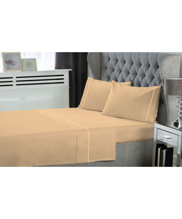 Σετ  Σεντόνια Le Blanc Μονόχρωμα  με Φυτίλι Polycotton 50/50 TC144 Sand Μονά 170x270 Σεντόνια Μονά