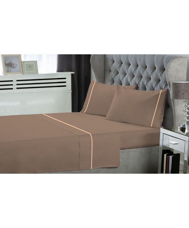 Σετ Σεντόνια Le Blanc Μονόχρωμα  με Φυτίλι Polycotton 50/50 TC144 Light Brown Μονά 170x270 Σεντόνια Μονά