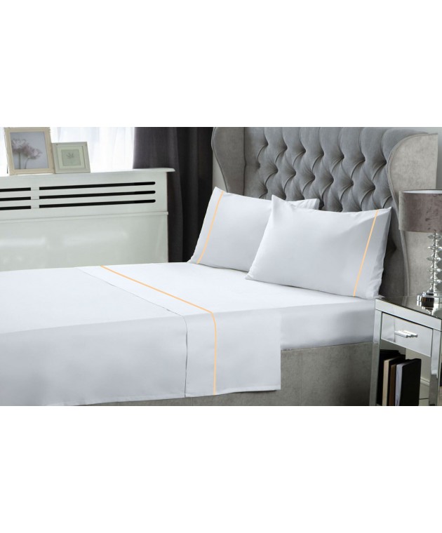 Σετ Σεντόνια LeBlanc Μονόχρωμα με Φυτίλι Polycotton 50/50 TC144 White Υπέρδιπλα 240x270 Σεντόνια Υπέρδιπλα