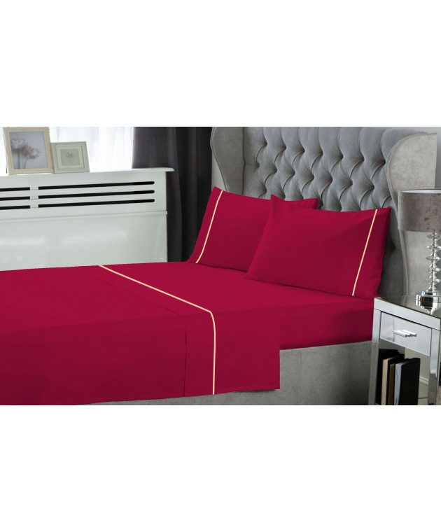 Σετ Σεντόνια LeBlanc Μονόχρωμα με Φυτίλι Polycotton 50/50 TC144 Cherry Υπέρδιπλα 240x270 Σεντόνια Υπέρδιπλα