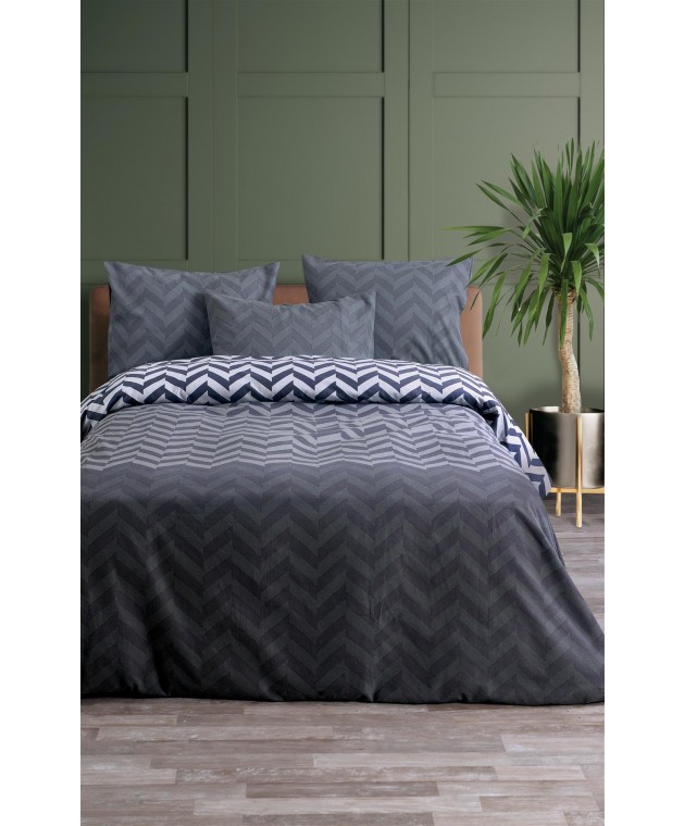 ΣΕΤ ΣΕΝΤ M FLAT ZIC ZAC (GREY) FLANNEL 1*170X270CM 1*50Χ70CM  100%COTTON Σεντόνια Φανελένια Μονά