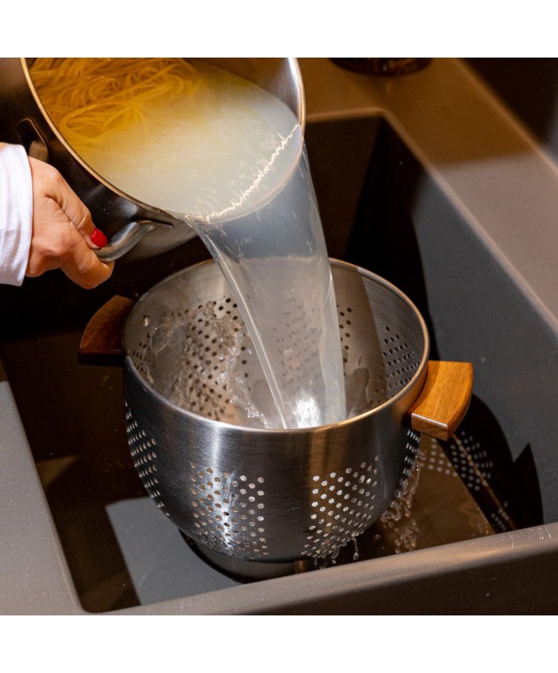 ESTIA ΣΟΥΡΩΤΗΡΙ ΖΥΜΑΡΙΚΩΝ ΑΝΟΞΕΙΔΩΤΟ 22cm ΜΕ ΞΥΛΙΝΕΣ ΛΑΒΕΣ 01-19235 Σουρωτήρια