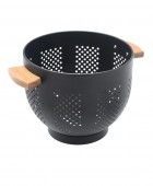 ESTIA ΣΟΥΡΩΤΗΡΙ ΖΥΜΑΡΙΚΩΝ ΜΕΤΑΛΛΙΚΟ 22cm ΜΕ ΞΥΛΙΝΕΣ ΛΑΒΕΣ ΜΑΥΡΟ 01-19228 Σουρωτήρια