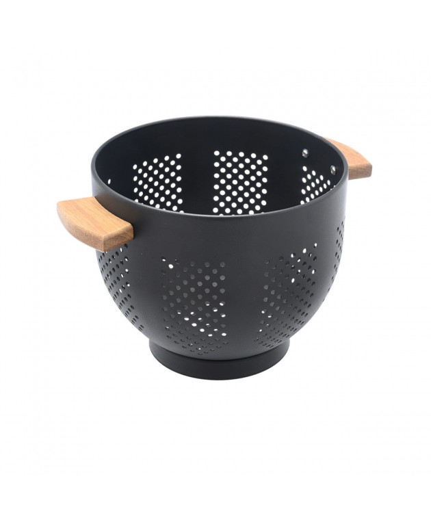 ESTIA ΣΟΥΡΩΤΗΡΙ ΖΥΜΑΡΙΚΩΝ ΜΕΤΑΛΛΙΚΟ 22cm ΜΕ ΞΥΛΙΝΕΣ ΛΑΒΕΣ ΜΑΥΡΟ 01-19228 Σουρωτήρια