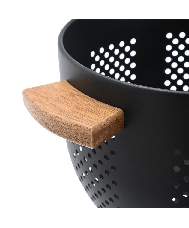 ESTIA ΣΟΥΡΩΤΗΡΙ ΖΥΜΑΡΙΚΩΝ ΜΕΤΑΛΛΙΚΟ 22cm ΜΕ ΞΥΛΙΝΕΣ ΛΑΒΕΣ ΜΑΥΡΟ 01-19228 Σουρωτήρια