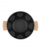 ESTIA ΣΟΥΡΩΤΗΡΙ ΖΥΜΑΡΙΚΩΝ ΜΕΤΑΛΛΙΚΟ 22cm ΜΕ ΞΥΛΙΝΕΣ ΛΑΒΕΣ ΜΑΥΡΟ 01-19228 Σουρωτήρια