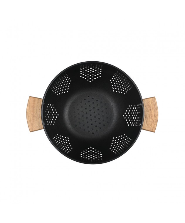 ESTIA ΣΟΥΡΩΤΗΡΙ ΖΥΜΑΡΙΚΩΝ ΜΕΤΑΛΛΙΚΟ 22cm ΜΕ ΞΥΛΙΝΕΣ ΛΑΒΕΣ ΜΑΥΡΟ 01-19228 Σουρωτήρια