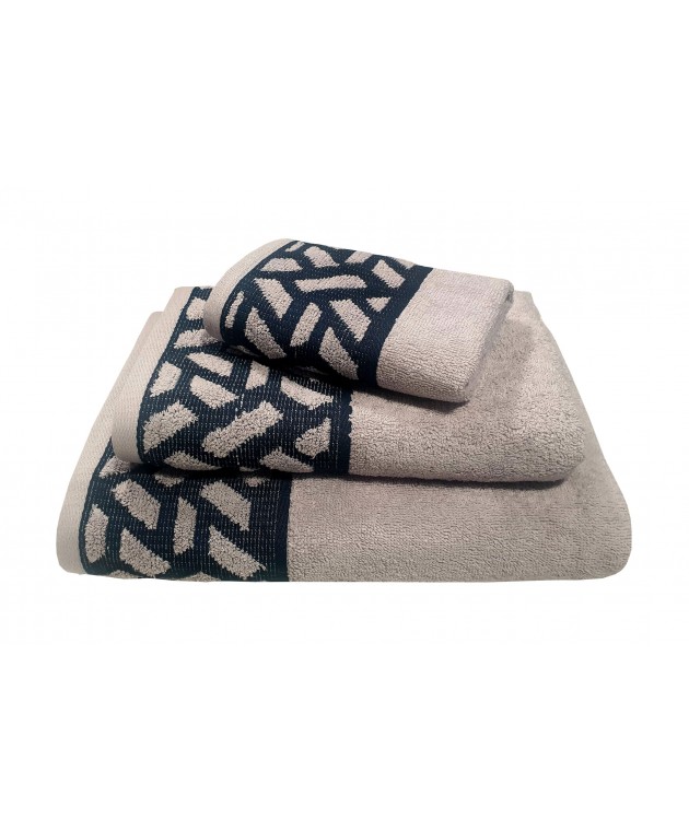 Πετσέτα Le Blanc Πεννιέ Ζακάρ 550gr/m2 MYKONOS Grey Σώματος 70x140 Πετσέτες Mπάνιου
