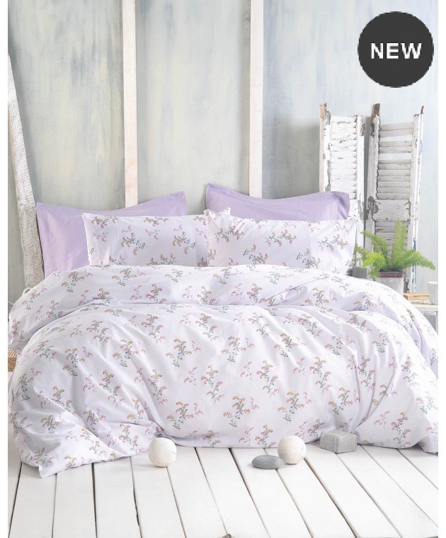 Σετ παπλωματοθήκη Υ/Δ (225Χ250) BOUQUET LILAC, RYTHMOS HOME Παπλωματοθήκες Υπέρδιπλες