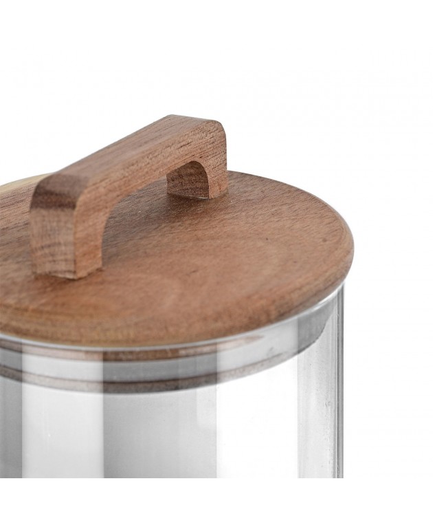 ESTIA ΔΟΧΕΙΟ ΑΠΟΘΗΚΕΥΣΗΣ ACACIA ΓΥΑΛΙΝΟ 1300ml 10x10x22cm Κουτιά Αποθήκευσης
