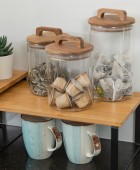 ESTIA ΔΟΧΕΙΟ ΑΠΟΘΗΚΕΥΣΗΣ ACACIA ΓΥΑΛΙΝΟ 1300ml 10x10x22cm Κουτιά Αποθήκευσης