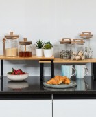 ESTIA ΔΟΧΕΙΟ ΑΠΟΘΗΚΕΥΣΗΣ ACACIA ΓΥΑΛΙΝΟ 1300ml 10x10x22cm Κουτιά Αποθήκευσης