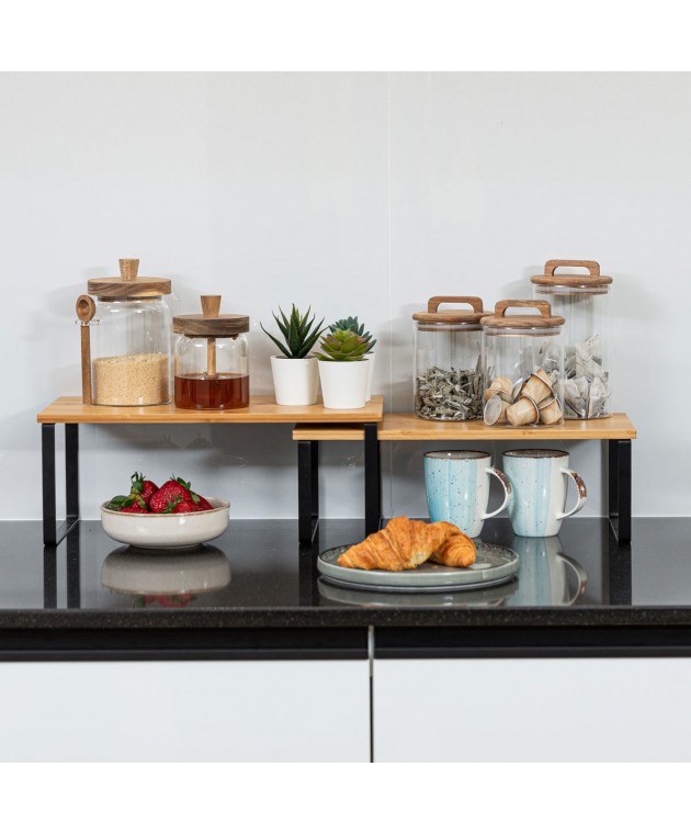 ESTIA ΔΟΧΕΙΟ ΑΠΟΘΗΚΕΥΣΗΣ ACACIA ΓΥΑΛΙΝΟ 1300ml 10x10x22cm Κουτιά Αποθήκευσης