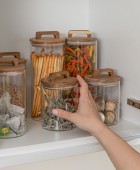 ESTIA ΔΟΧΕΙΟ ΑΠΟΘΗΚΕΥΣΗΣ ACACIA ΓΥΑΛΙΝΟ 1300ml 10x10x22cm Κουτιά Αποθήκευσης