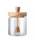 ESTIA ΔΟΧΕΙΟ ΜΕΛΙΟΥ ACACIA ΓΥΑΛΙΝΟ 450ml 9x9x13.5cm ΜΕ ΚΟΥΤΑΛΙ ΜΕΛΙΟΥ Βάζα Τροφίμων