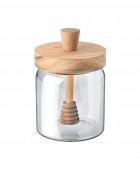 ESTIA ΔΟΧΕΙΟ ΜΕΛΙΟΥ ACACIA ΓΥΑΛΙΝΟ 450ml 9x9x13.5cm ΜΕ ΚΟΥΤΑΛΙ ΜΕΛΙΟΥ Βάζα Τροφίμων
