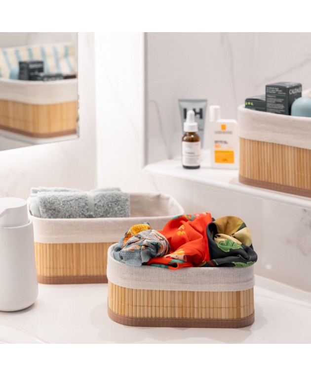 ESTIA ΚΑΛΑΘΙ ΟΡΓΑΝΩΣΗΣ BAMBOO ESSENTIALS 19.5x10cm ME ΕΠΕΝΔΥΣΗ Διακοσμητικά Καλάθια-Κουτιά