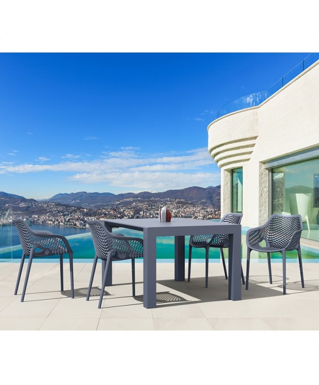 Σετ Τραπεζαρίας 5τμχ Vegas Air XL Dark Grey 100X100/140Χ75εκ. Τραπεζαρίες