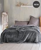 Κουβέρτα βελουτέ μονή (160Χ220) VELOUR ΓΚΡΙ ΣΚΟΥΡΟ, RYTHMOS HOME Κουβέρτες Βελουτέ Μονές