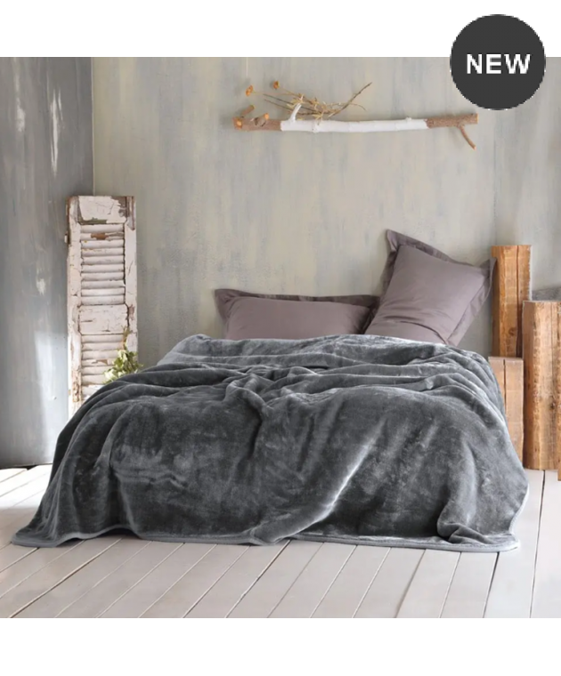 Κουβέρτα βελουτέ μονή (160Χ220) VELOUR ΓΚΡΙ ΣΚΟΥΡΟ, RYTHMOS HOME Κουβέρτες Βελουτέ Μονές