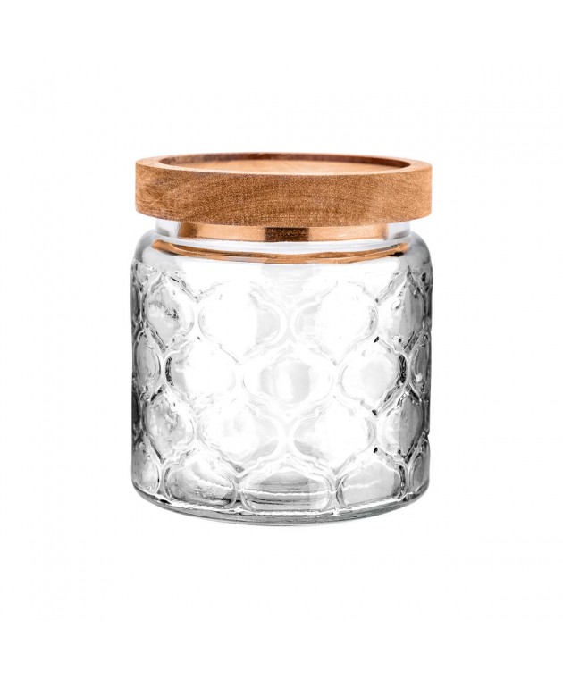ESTIA ΔΟΧΕΙΟ ΑΠΟΘΗΚΕΥΣΗΣ ACACIA ΓΥΑΛΙΝΟ 500ml 11x10cm ΑΝΑΓΛΥΦΟ Βάζα Τροφίμων
