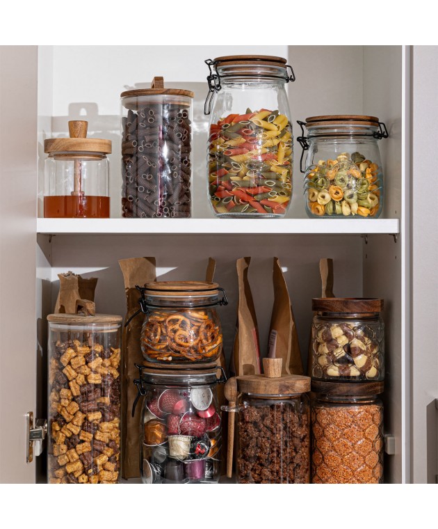 ESTIA ΔΟΧΕΙΟ ΑΠΟΘΗΚΕΥΣΗΣ ACACIA ΓΥΑΛΙΝΟ 750ml ΜΕ ΚΛΙΠ ΚΑΠΑΚΙ 01-23898 Βάζα Τροφίμων