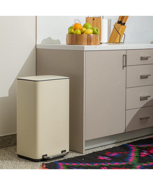 ESTIA ΚΑΔΟΣ ΑΠΟΡΡΙΜΑΤΩΝ CUBIC SOFT CLOSE 30lt IVORY 01-21009 Κάδοι Απορριμάτων