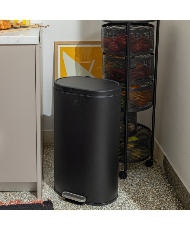 ESTIA ΚΑΔΟΣ ΑΠΟΡΡΙΜΑΤΩΝ OVOID SOFT CLOSE 30lt ΜΑΥΡΟΣ Κάδοι Απορριμάτων