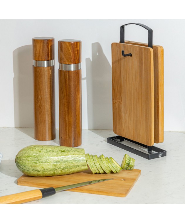 ESTIA ΣΕΤ ΕΠΙΦΑΝΕΙΕΣ ΚΟΠΗΣ BAMBOO ESSENTIALS 4 ΤΕΜ ΜΕ ΒΑΣΗ ΜΕΤΑΛΛΙΚΗ Βάσεις κοπής