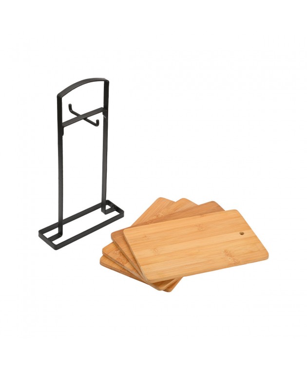 ESTIA ΣΕΤ ΕΠΙΦΑΝΕΙΕΣ ΚΟΠΗΣ BAMBOO ESSENTIALS 4 ΤΕΜ ΜΕ ΒΑΣΗ ΜΕΤΑΛΛΙΚΗ Βάσεις κοπής